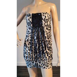 Sexy Women Short Sleeve 2 Piece Grey/Black Mini Club Party Cocktail Dress Med